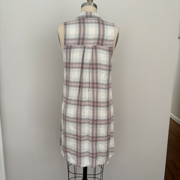 Abercrombie & Fitch Women's Button Up Shirt Dress Gray Pink Plaid Size Small NWT - Picture 3 of 7